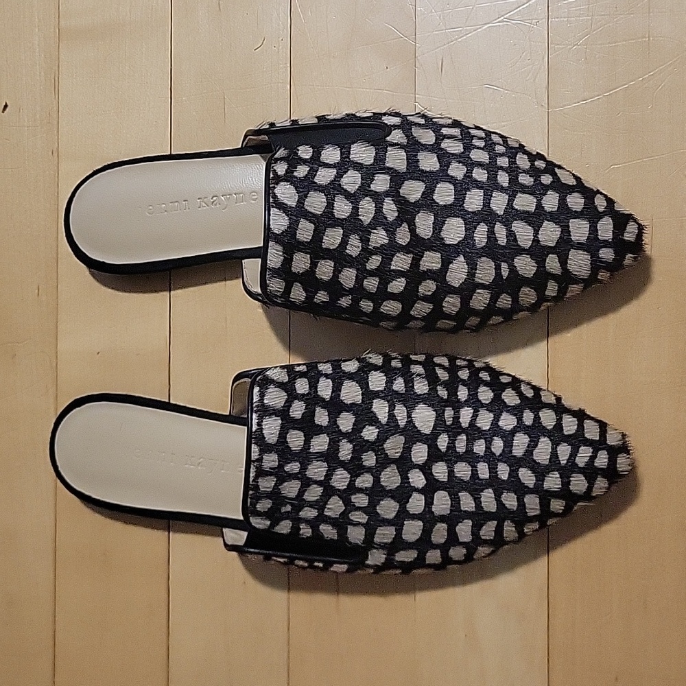 Jenni Kayne Pony Hair Mules 37 Geometric Animal Print